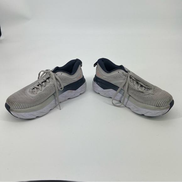 Hokas Bondi 7 Gray Lace Up Running Athletic Athleisure Sneakers Women's 8 - Picture 5 of 13